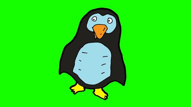 kids drawing green screen with theme of Penguin