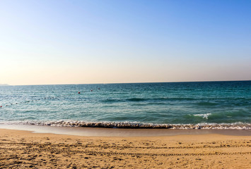 Horizon of Seascape, water waves at Jumeirah Beach in Dubai, United Arab Emirates