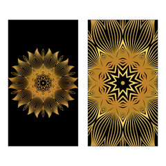 Flyer With Floral Mandala Ornaments. Vector Oriental Design. Islam, Arabic, Indian, Ottoman Motifs. Luxury black gold color