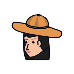 head of young woman with hat avatar character