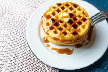 Classic waffles with butter