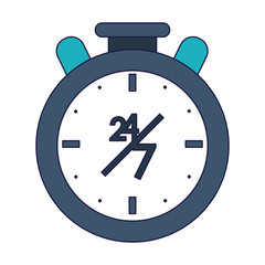 Twenty four seven time symbol blue lines