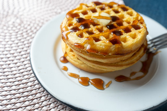 Classic waffles with butter