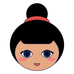 Japanese girl face cartoon blue lines © Jemastock