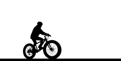Obraz premium Silhouette man and bike relaxing on white background