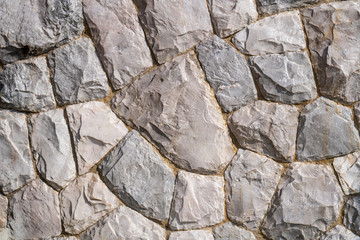 Close up big fragment of rock stone wall texture in gray color for wallpaper, background or decoration printables.