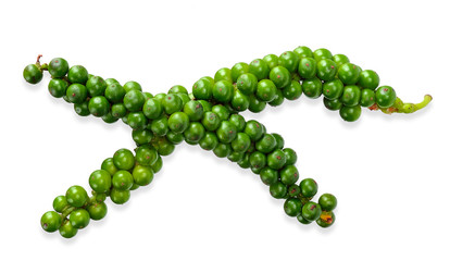 Green pepercorn isolated on white clipping path