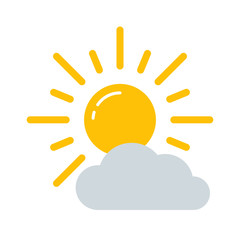 Weather forecast colorful icon. Flat sun and cloud symbols isolated on white background. Vector illustration EPS10.
