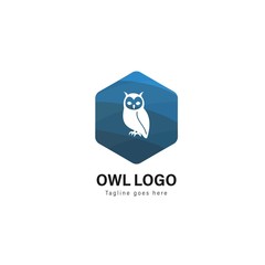 Owl logo template design. Owl logo with modern frame vector design