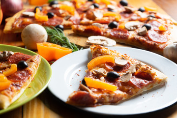 Hot pepperoni pizza