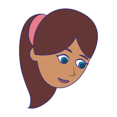 Woman face cartoon blue lines