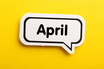 April Speech Bubble Isolated On Yellow