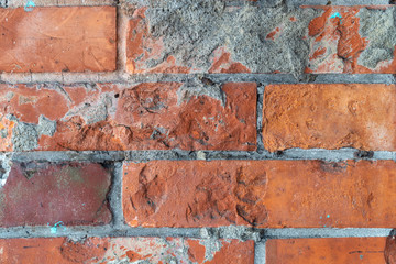 Fototapeta premium Dirty brick wall with cement texture material background.