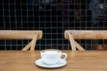 Coffee cup in the cafe.