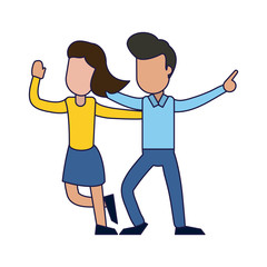 Couple dancing and smiling blue lines