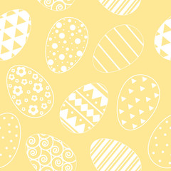 pattern with easter eggs. White line pattern on yellow