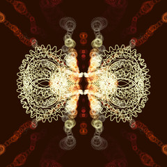 Abstract gear wheel pattern on a brown background