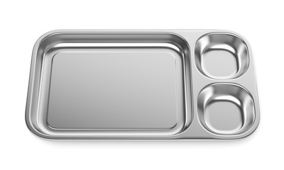 Steel food tray or medical basin isolated on white