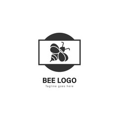 Bee logo template design. Bee logo with modern frame vector design
