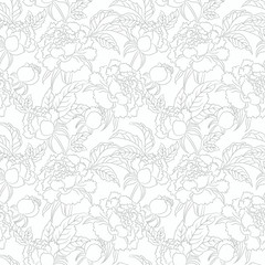 peony seamless vector pattern. Floral vintage background