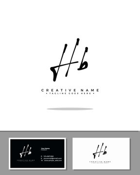 H B HB initial handwriting logo template vector.  signature logo concept