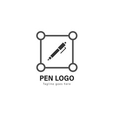 Pen logo template design. Pen logo with modern frame vector design