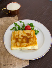 traditional Turkish pastries: water pastry and Turkish drink ayran
