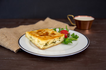traditional Turkish pastries: water pastry and Turkish drink ayran