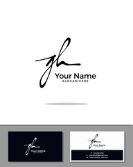 G H GH initial handwriting logo template vector.  signature logo concept