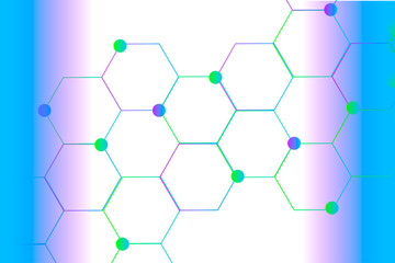 Modern background with hexagons, chemical bonds, molecules pattern. Medicine, science, biotechnology, pharmacology innovation concept. Place for text. White backdrop. Vector EPS 10 illustration.