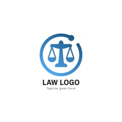 Law logo template design. Law logo with modern frame vector design