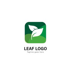 Leaf logo template design. Leaf logo with modern frame vector design