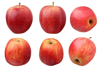 red striped Apple isolated on white background.