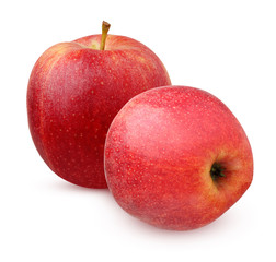 two red striped Apple isolated on white background.