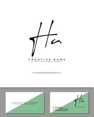 H A HA initial handwriting logo template vector.  signature logo concept