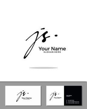 J S JS initial handwriting logo template vector.  signature logo concept