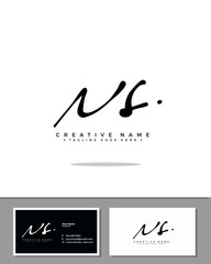 N S NS initial handwriting logo template vector.  signature logo concept