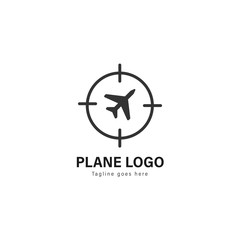 Plane logo template design. Plane logo with modern frame vector design