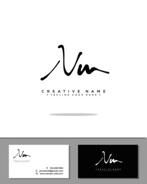 N M NM initial handwriting logo template vector.  signature logo concept