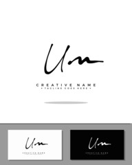 U M UM initial handwriting logo template vector.  signature logo concept