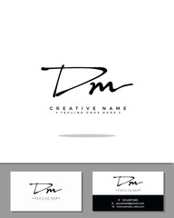 D M DM initial handwriting logo template vector.  signature logo concept