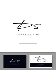 D S DS initial handwriting logo template vector.  signature logo concept