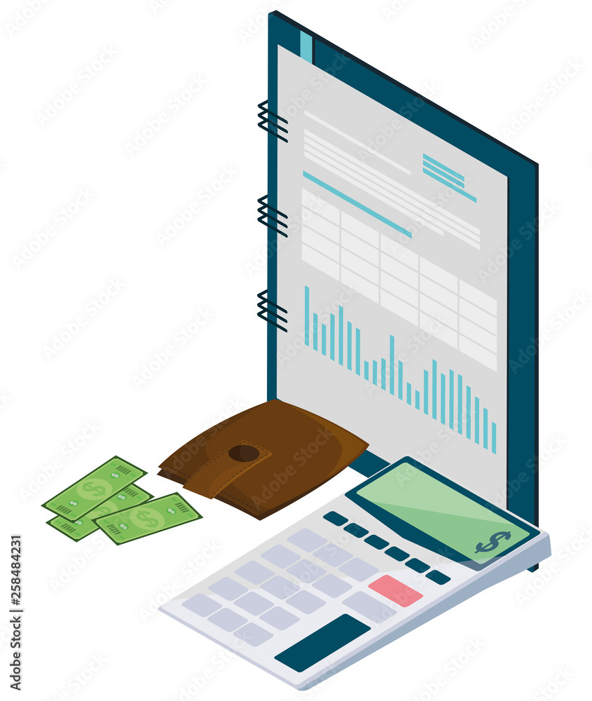 Poster calculator math with notepad