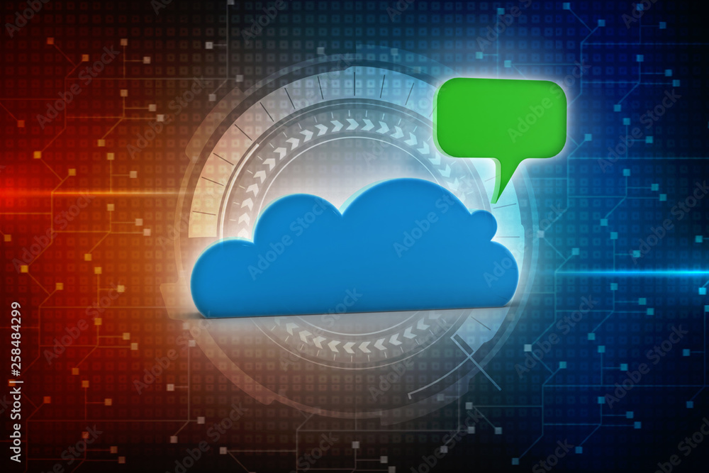 Poster 3d rendering cloud chat box isolated