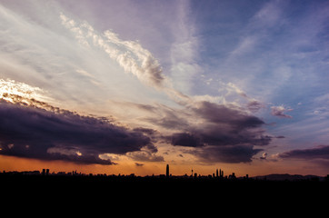 Sunset view of kuala lumpur city from bukit ampang, kuala lumpur, Malaysia. Taken from Ampang Lookout Point.