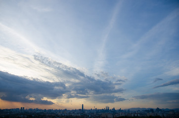 Sunset view of kuala lumpur city from bukit ampang, kuala lumpur, Malaysia. Taken from Ampang Lookout Point.