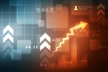 2d rendering Stock market online business concept. business Graph 