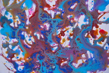 Fluid art acrylic party background. Cosmic music sea colorful poster. Creative artwork hippie wallpaper.