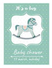 Invitation baby shower card with cradle.Card with place for your text.