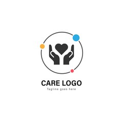 Care logo template design. Care logo with modern frame vector design